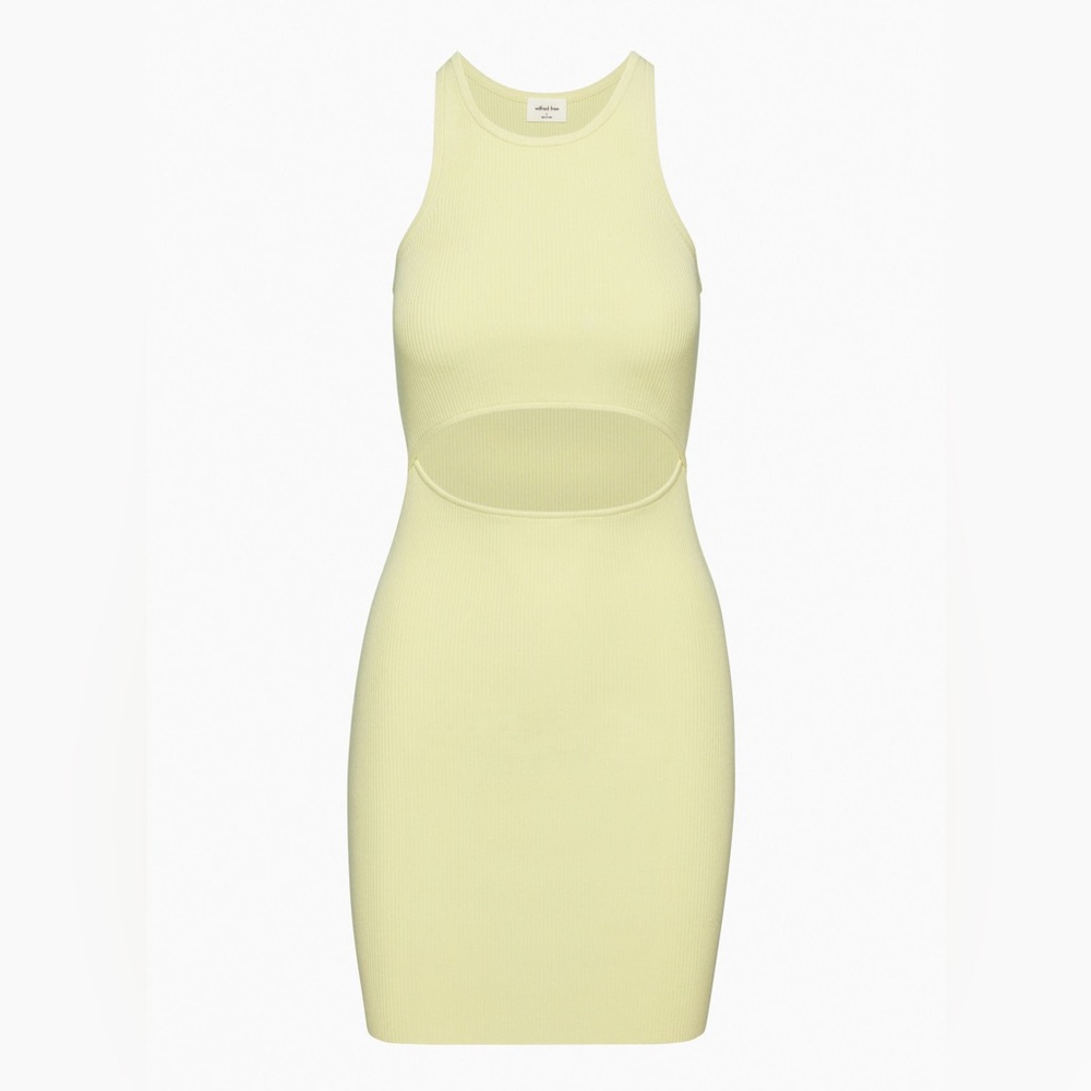 WILFRED Cut-Out Knit Mini Dress in Pear Sorbet